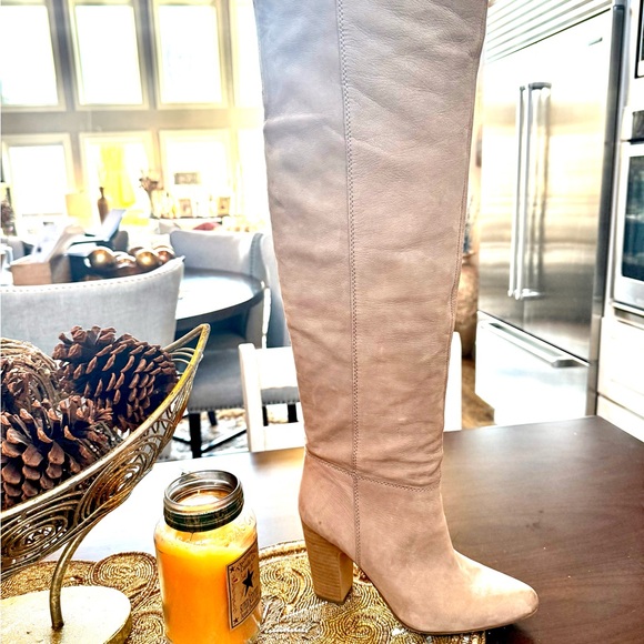 Vince Camuto Shoes - VINCE CAMUTO CORINNE Taupe Over the Knee Boots - Size 8.5M